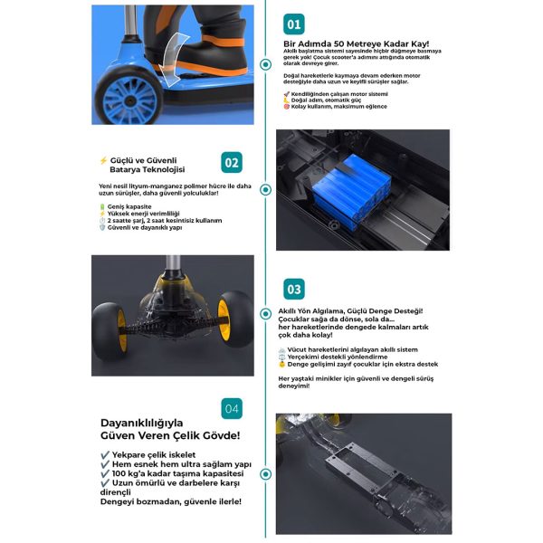 robo 3 tekerlekli elektrikli cocuk scooter 11
