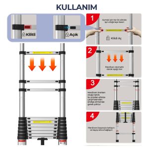 robo Paslanmaz Çelik Katlanır Merdiven 5.9 Metre