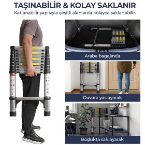 robo Paslanmaz Çelik Katlanır Merdiven 3.1 Metre