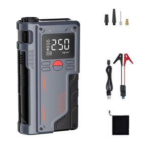 robo Süper 4'lü Şarjlı Akü Takviye Cihazı - Lastik şişirici - Powebank - Led ışık 150Psi Yüksek Basınçlı