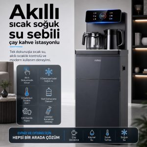 Akıllı Sıcak & Soğuk Su Sebili – Çay Kahve İstasyonlu, Gizli Damacanalı Dokunmatik Sebil
