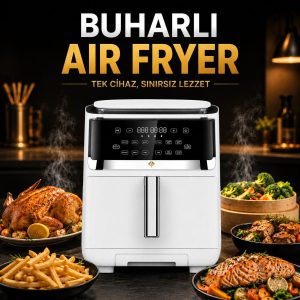 robo Trident T 701 Buharlı Air Fryer 7 Litre – Dokunmatik LED Panel, Buharlı Pişirme, Çok Fonksiyonlu
